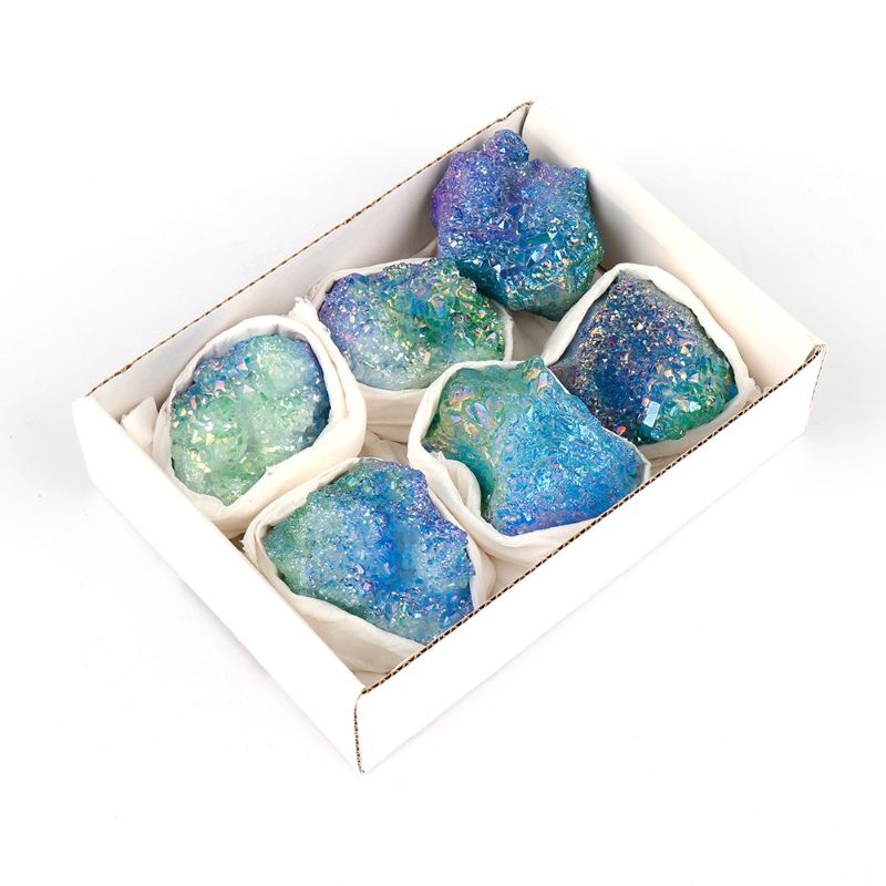 Mini Crystal Tray - Aura Geode Quartz (Green & Blue)