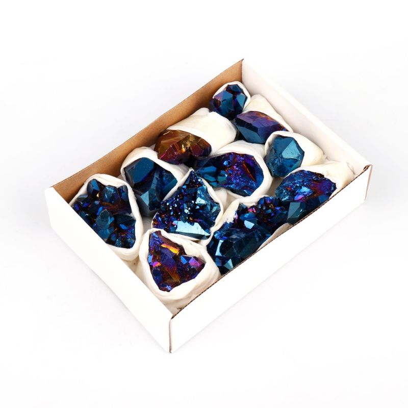 Mini Crystal Tray - Aura Quartz Cluster (Sapphire)