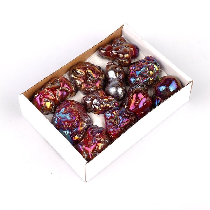 Mini Crystal Tray - Aura Bubble Agate (Red)
