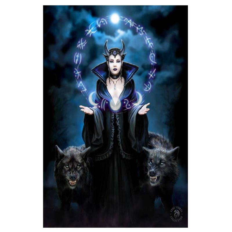 Small Moon Witch Canvas Plaque by Anne Stokes
