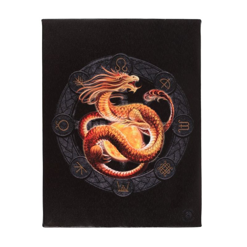 Small Litha Dragons of the Sabbats Canvas Plaque by Anne Stokes