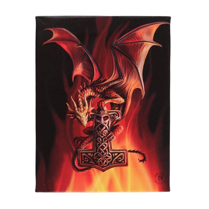 Small Mjolnir Canvas Plaque by Anne Stokes