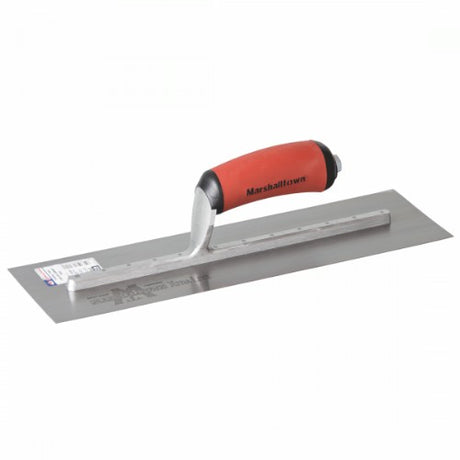 MARSHALLTOWN Finishing Trowel 350x100mm with curved steel blade and DuraSoft handle for smooth concrete finishing.