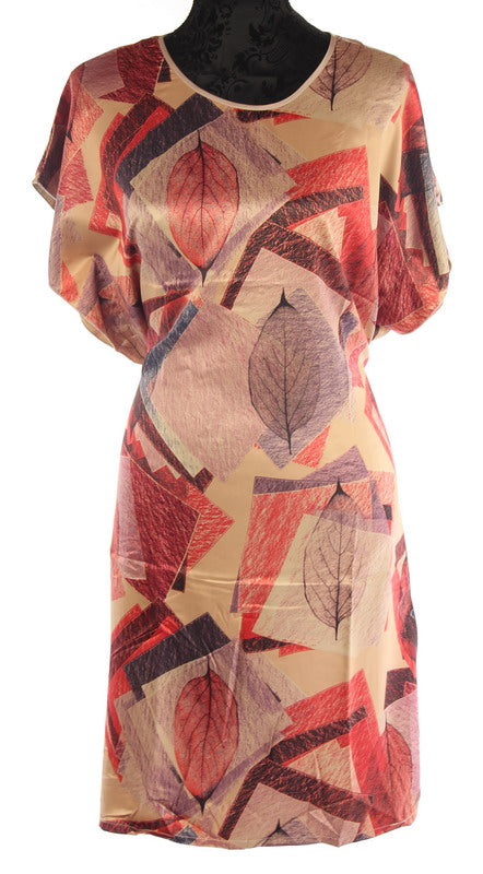 Top  - Satin Peach Taupe Leaves