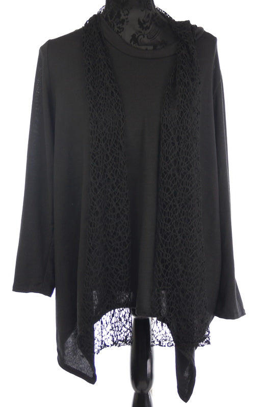 Top with Attached Scarf - Black