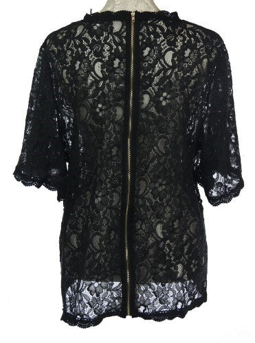 Rhonda Lace With Cord Top  BLACK