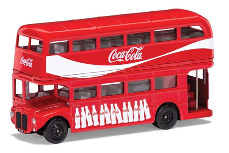 1/64 scale diecast Coca-Cola London Bus model by Corgi, highly detailed and perfect for collectors.