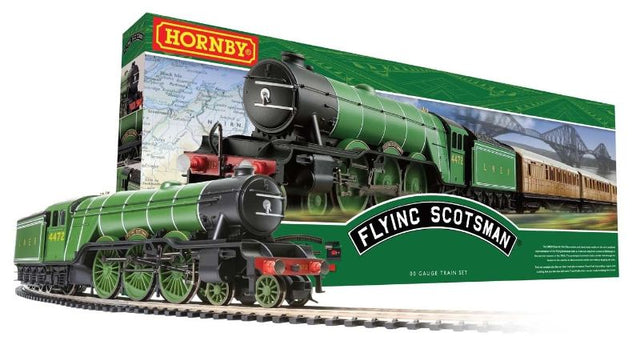 Hornby Flying Scotsman 2 train set with detailed locomotive for model railway enthusiasts, perfect for creating miniature layouts.