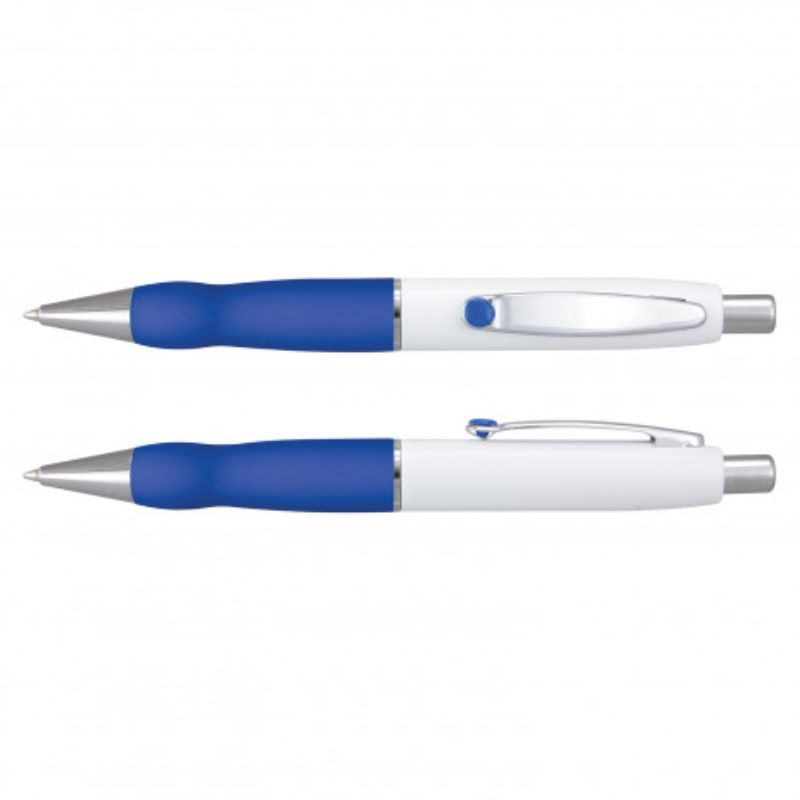 Pen - Turbo Barrel - White/Dark Blue (Set of 24)