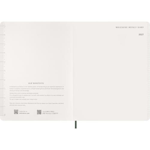 Moleskine Essential Planner 15 Month SC Weekly Vertical XXL Myrtle Green 2027