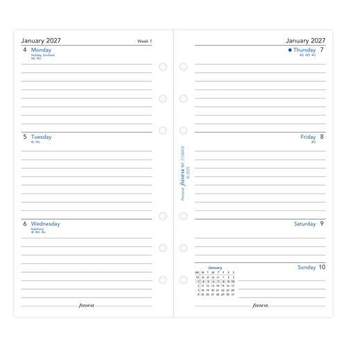 Filofax Refill Classic Week To View Ruled Personal 2027