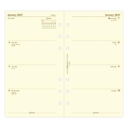 Filofax Refill Classic Week To View Personal Cotton Cream 2027