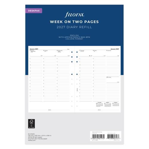 Filofax Refill Classic Week To View With Appointments Vertical Deskfax 2027