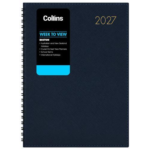 Collins Diary Boston A43 Week To View Navy 2027