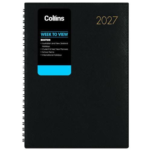 Collins Diary Boston A53 Week To View Diary Black Wiro 2027