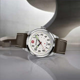 Watch - WENGER Terragraph 43mm White Dial Brown Leather Strap