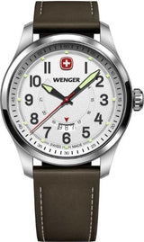 Watch - WENGER Terragraph 43mm White Dial Brown Leather Strap