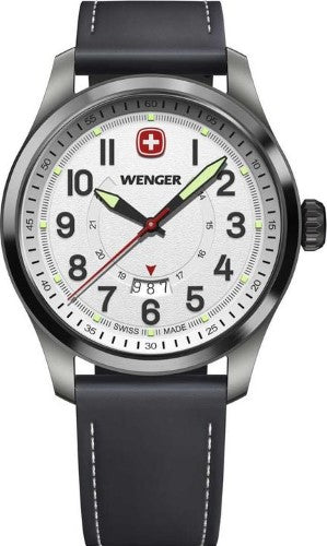 Watch - WENGERTerragraph 43mm White Dial Black Leather Strap