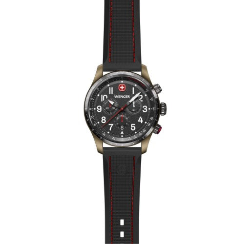 Watch - WENGER Terragraph Chro 43mm Bronze Case Black Dial/Silicone Strap