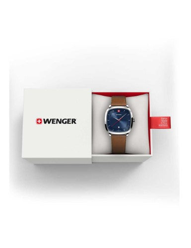 Watch - WENGER Vintage Classic 37mm Blue Dial Brown Smartcycle