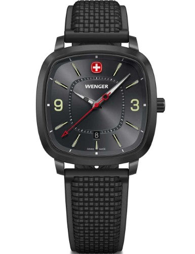 Watch - WENGER Vintage Sport 37mm Grey Dial Black Silicone Strap