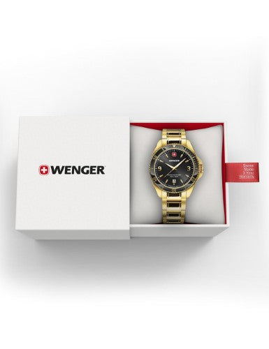 Watch - WENGER Executive 40mm Gold SS Case & Bracelet Black dial