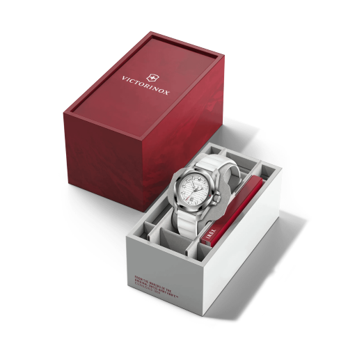 Watch - VICTORINOX I.N.O.X. Small Auto 32mm White Rubber Strap White Dial