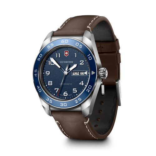 Watch - VICTORINOX Swiss Army 42mm Brown Leather Strap Blue Dial