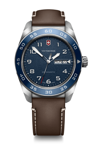 Watch - VICTORINOX Swiss Army 42mm Brown Leather Strap Blue Dial