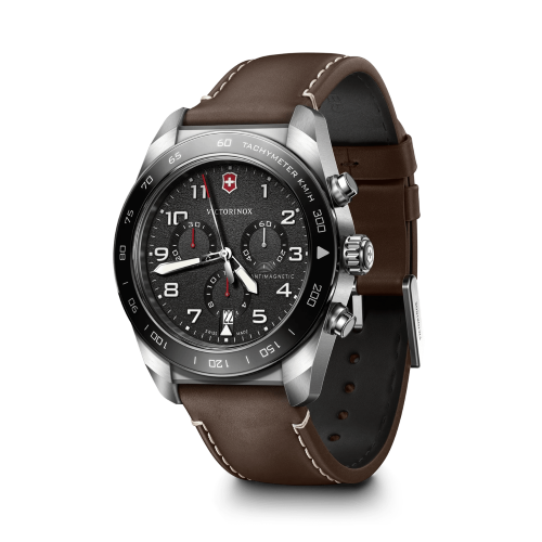 Watch - VICTORINOX Swiss Army Chrono 42mm Brown Leather Strap Black Dial