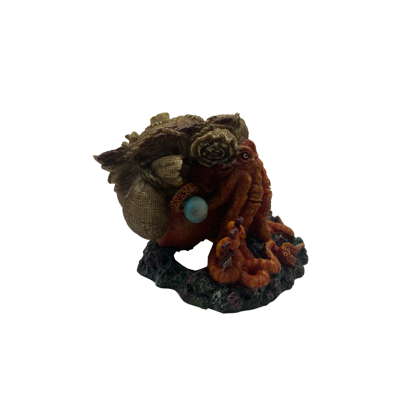 Aquatic Ornament - Octopus with Treasure Chest (11 x 10 x 8cm)