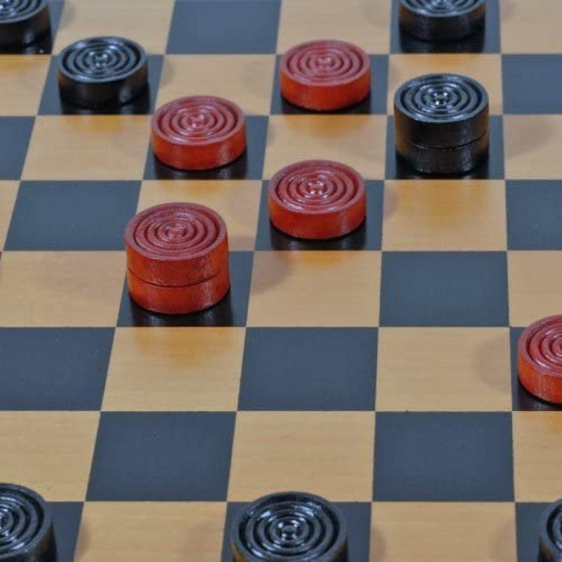 WOOD CHECKERS SET WITH GROOVES - WE Games