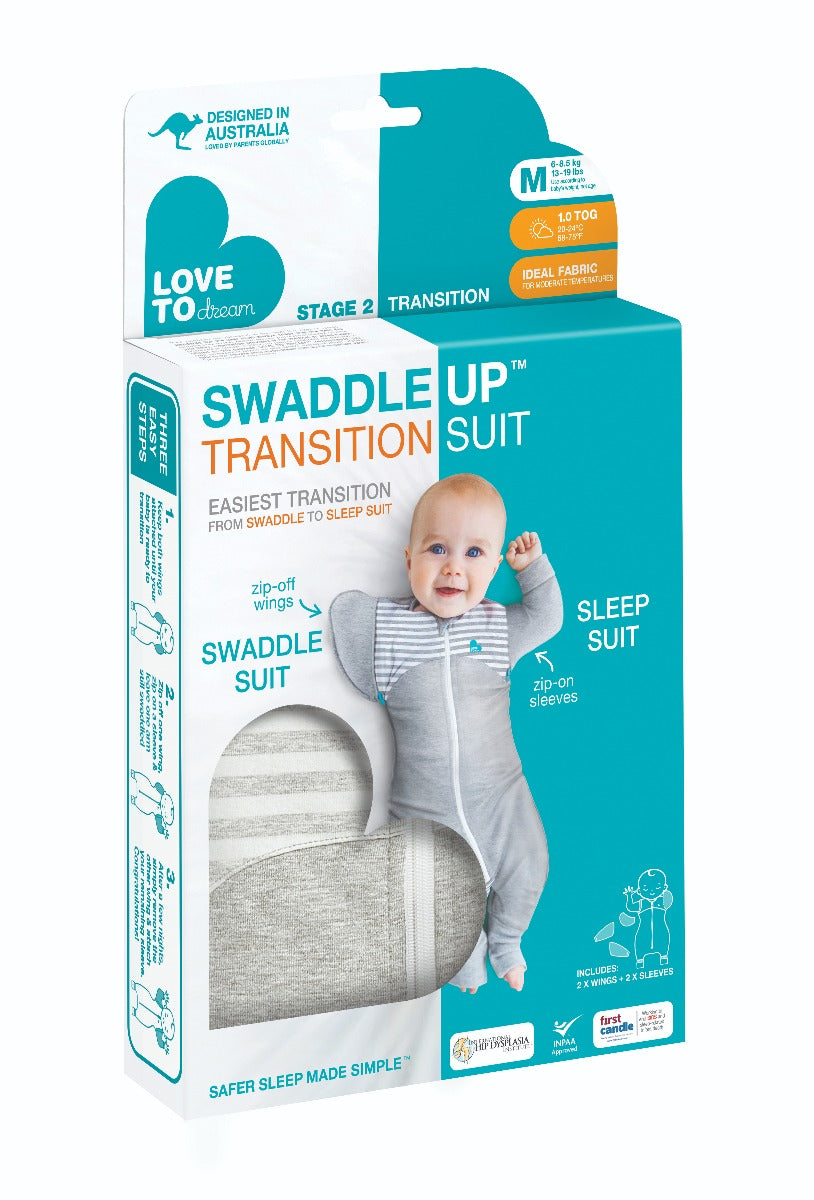 Love to Dream Swaddle Up™ Transition Suit 1.0 TOG - Grey - Medium
