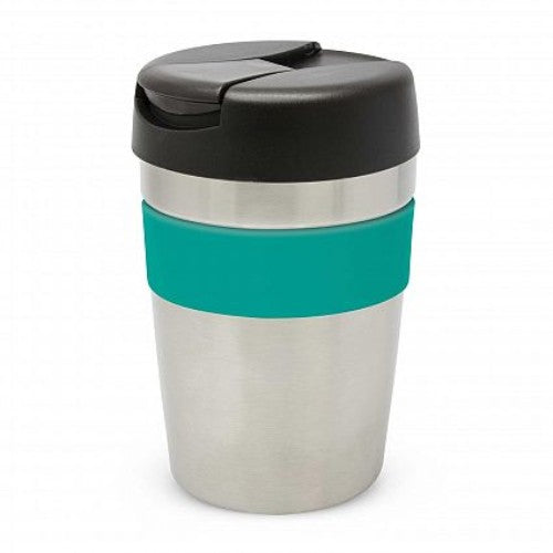 Java Vacuum Cup with Band - 340ml (Silver / Black / Teal)
