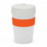 Java Vacuum Cup with Band - 340ml (White / Orange)