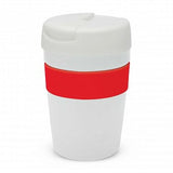 Java Vacuum Cup with Band - 340ml (White / Red)