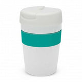 Java Vacuum Cup with Band - 340ml (White / Teal)