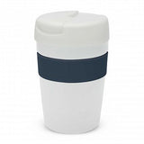 Java Vacuum Cup with Band - 340ml (White / Navy)