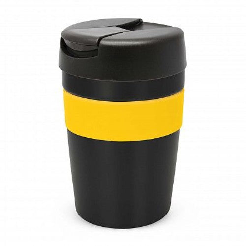 Java Vacuum Cup with Band - 340ml (Black / Yellow)