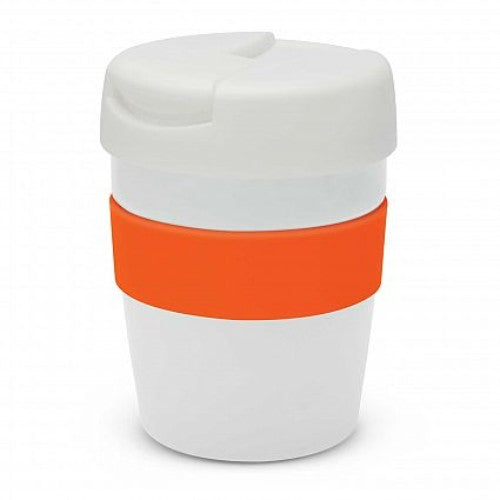 Java Vacuum Cup with Band - 230ml (White / Orange)