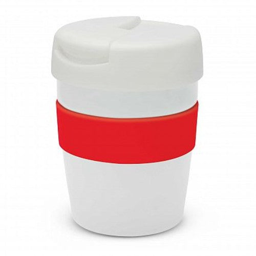 Java Vacuum Cup with Band - 230ml (White / Red)