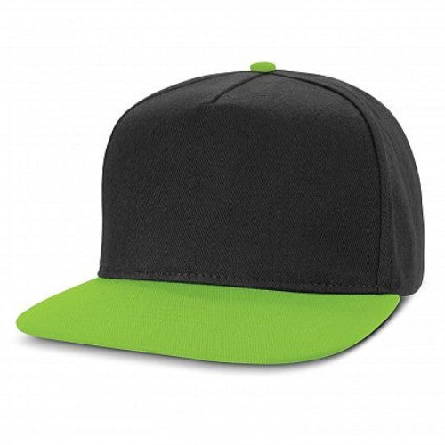 Crusade Contrast Flat Peak Cap - Set of 6 (Black / Bright Green)