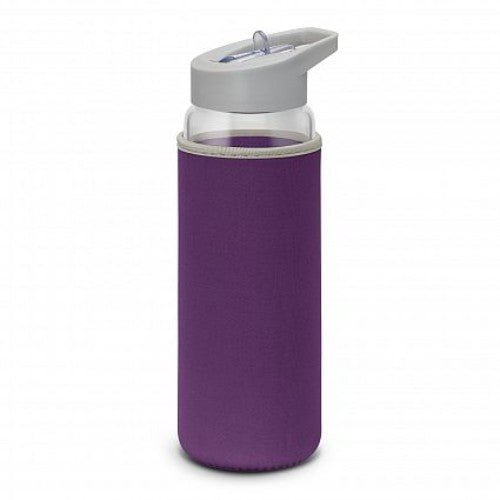 Elixir Glass Drink Bottle with Sleeve (Clear / Purple)