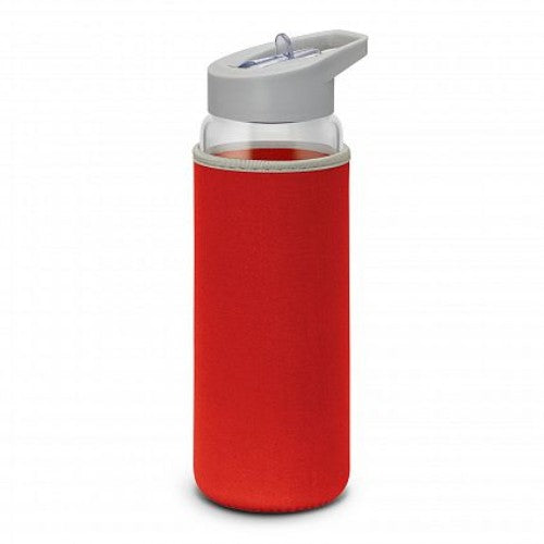 Elixir Glass Drink Bottle with Sleeve (Clear / Red)