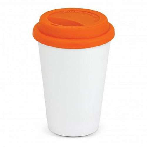 Aztec Double Wall Coffee Cup (White / Orange)
