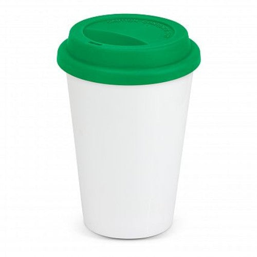 Aztec Double Wall Coffee Cup (White / Dark Green)