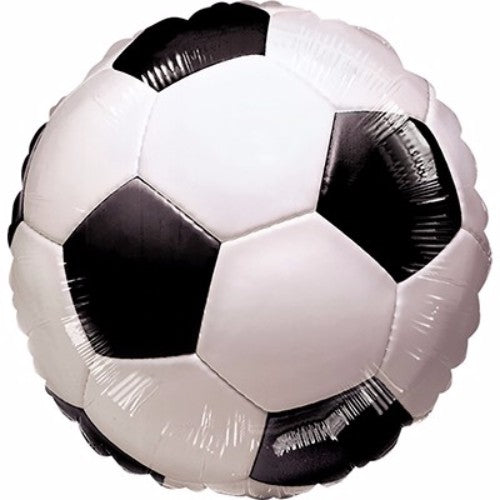 45cm Championship Soccer Ball foil balloon with classic black and white pattern, perfect for soccer-themed celebrations.