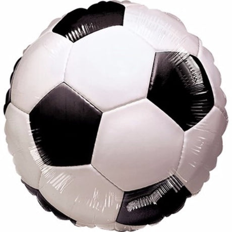 45cm Championship Soccer Ball foil balloon with classic black and white pattern, perfect for soccer-themed celebrations.