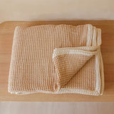 Akiiko Latte Piqué Waffle Throw with Natural Border