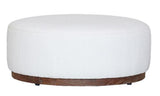 Round Ottoman with White Boucle Fabric / Oak Base